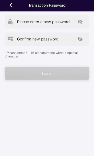 Step 2: Set Transaction password.